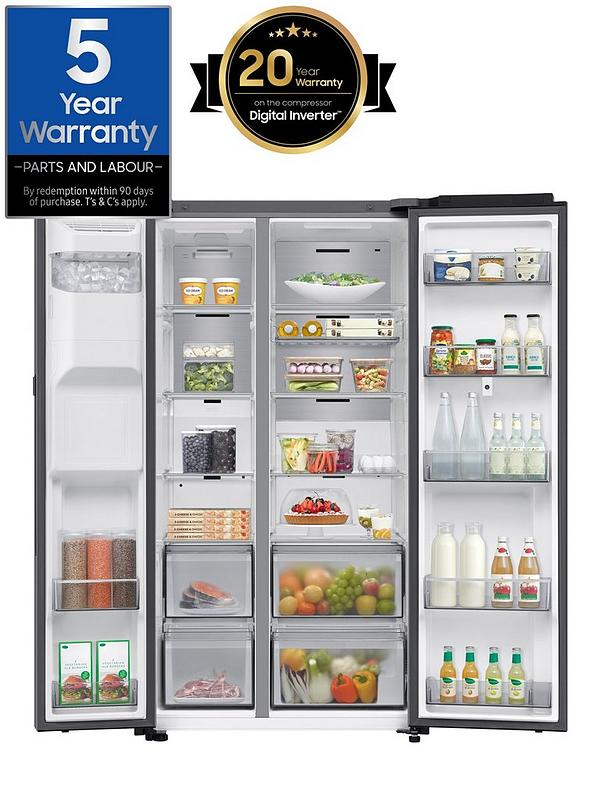 Samsung Series 8 On-device Bixby RS80F66KBFEU Wifi Connected Plumbed Total No Frost American Fridge Freezer - Black - B Rated - Image 2